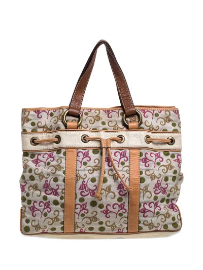 Pre-owned Carolina Herrera Vintage 2023 Embroidered Tote Bag In Neutral