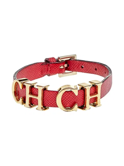 Pre-owned Carolina Herrera Vintage  Leather Logo Bracelet