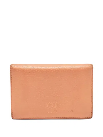 Pre-owned Carolina Herrera Vintage  Leather Wallet In Orange