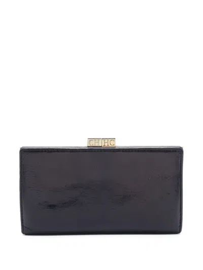 Pre-owned Carolina Herrera Vintage  Leather Wallet In Black