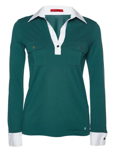 Pre-owned Carolina Herrera Vintage  Long-sleeve Polo Top In Green