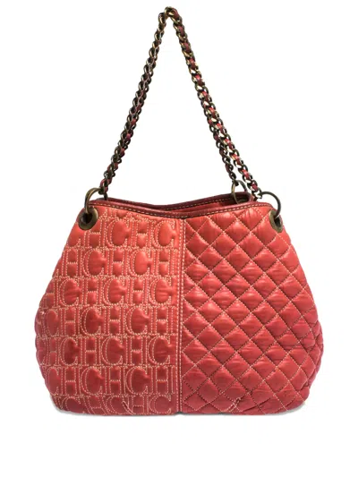 Pre-owned Carolina Herrera Vintage  Quilted Leather Shoulder Bag In Orange