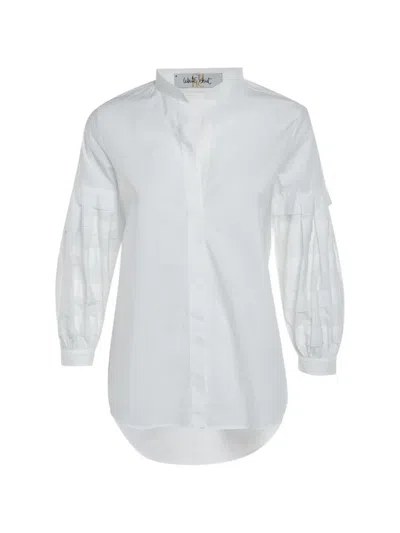 Pre-owned Carolina Herrera Vintage Puff-sleeve Shirt In White