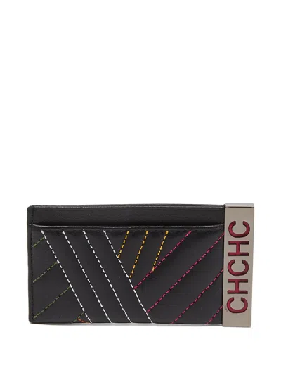 Pre-owned Carolina Herrera Vintage Quilted Card Holder In Black