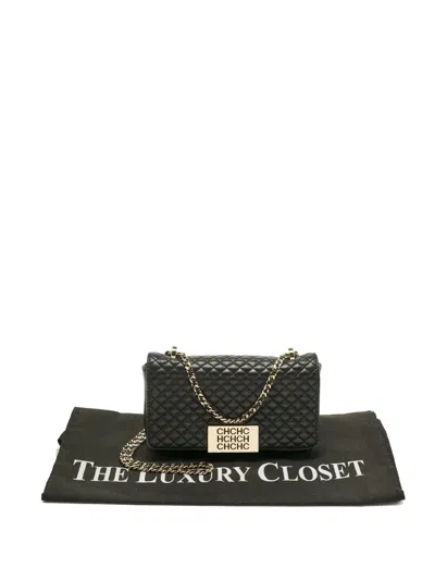 Pre-owned Carolina Herrera Vintage Quilted Chain Mini Bag In Black