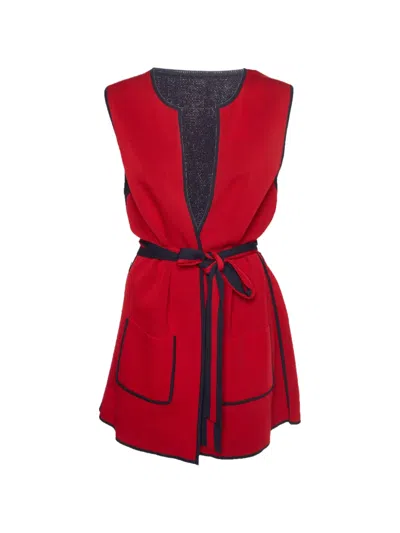 Pre-owned Carolina Herrera Vintage Reversible-style Sleeveless Cardigan In Blue