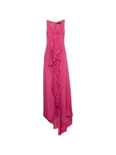 Pre-owned Carolina Herrera Vintage Ruffle Maxi Dress In Pink
