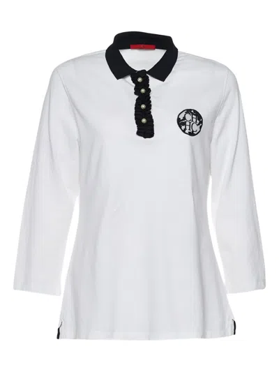 Pre-owned Carolina Herrera Vintage Ruffled Collar Polo Shirt