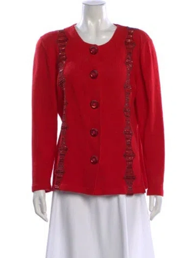 Pre-owned Carolina Herrera Vintage Scoop Neck Sweater In Red