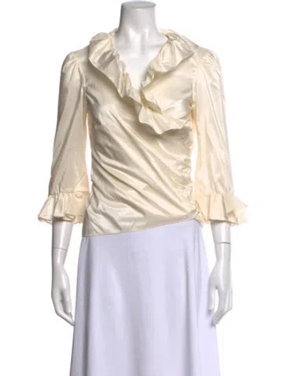 Pre-owned Carolina Herrera Vintage Silk Blouse In Neutrals