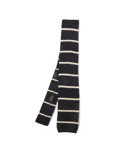 Pre-owned Carolina Herrera Vintage Striped Knitted Tie In Blue