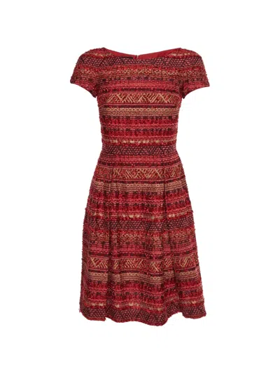 Pre-owned Carolina Herrera Vintage Striped Mini Dress In Red