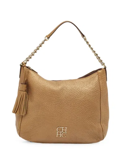 Pre-owned Carolina Herrera Vintage Tassel Chain Shoulder Bag In Gold