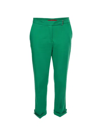 Pre-owned Carolina Herrera Vintage Textured Cropped Trousers In Green