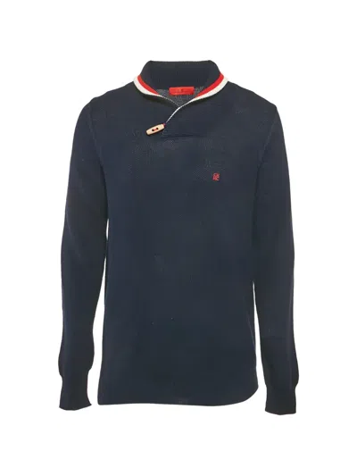 Pre-owned Carolina Herrera Vintage Toggle-fastening Knit Sweater In Blue