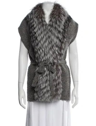 Pre-owned Carolina Herrera Vintage Virgin Wool Vest In Gray