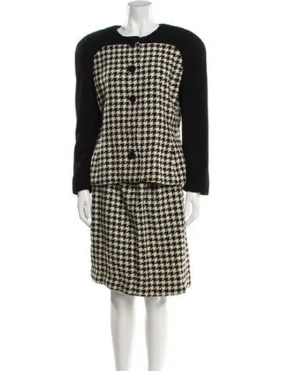 Pre-owned Carolina Herrera Vintage Wool Skirt Suit In Multi
