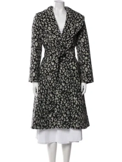 Pre-owned Carolina Herrera Virgin Wool Animal Print Coat In Black