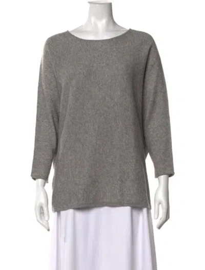 Pre-owned Carolina Herrera Virgin Wool Bateau Neckline Sweater In Grey
