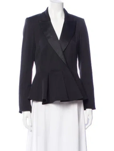 Pre-owned Carolina Herrera Virgin Wool Blazer In Black
