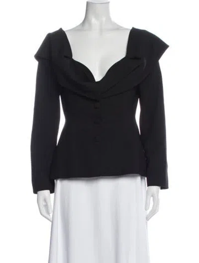 Pre-owned Carolina Herrera Virgin Wool Blazer In Blue