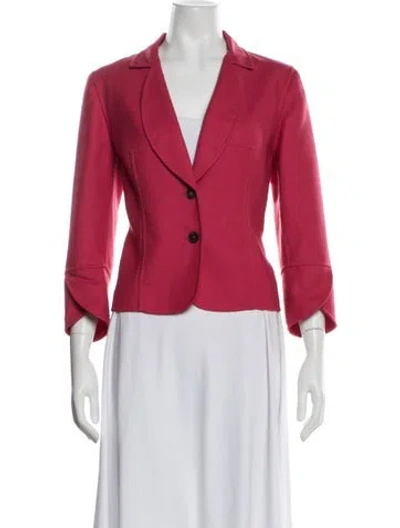 Pre-owned Carolina Herrera Virgin Wool Blazer In Red