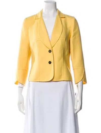 Pre-owned Carolina Herrera Virgin Wool Blazer In Yellow