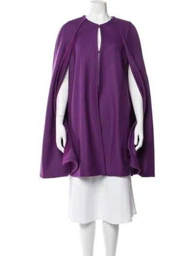 Pre-owned Carolina Herrera Virgin Wool Cape W/ Tags In Purple