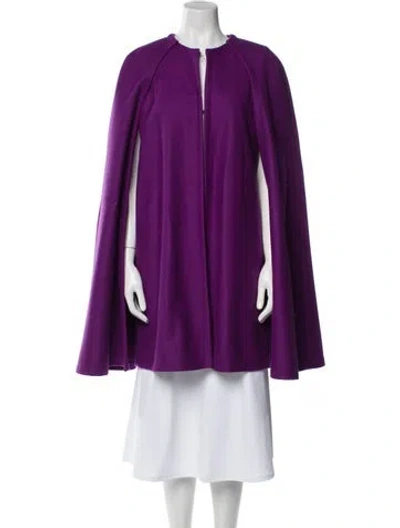 Pre-owned Carolina Herrera Virgin Wool Coat In Purple