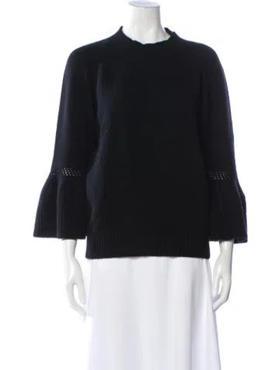 Pre-owned Carolina Herrera Virgin Wool Crew Neck Sweater In Black