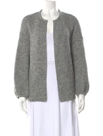 Pre-owned Carolina Herrera Virgin Wool Crew Neck Sweater In Gray