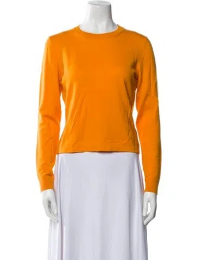 Pre-owned Carolina Herrera Virgin Wool Crew Neck Sweater In Orange