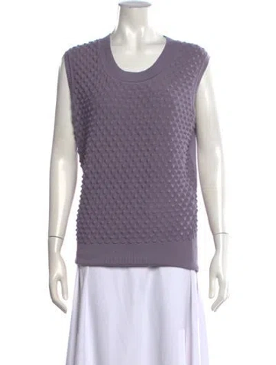 Pre-owned Carolina Herrera Virgin Wool Crew Neck Sweater In Purple