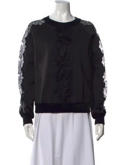 Pre-owned Carolina Herrera Virgin Wool Crew Neck Sweatshirt In Black