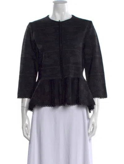 Pre-owned Carolina Herrera Virgin Wool Crew Neck Top In Black