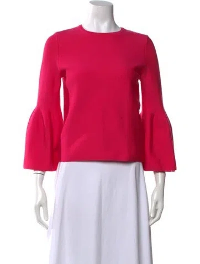 Pre-owned Carolina Herrera Virgin Wool Crew Neck Top In Pink