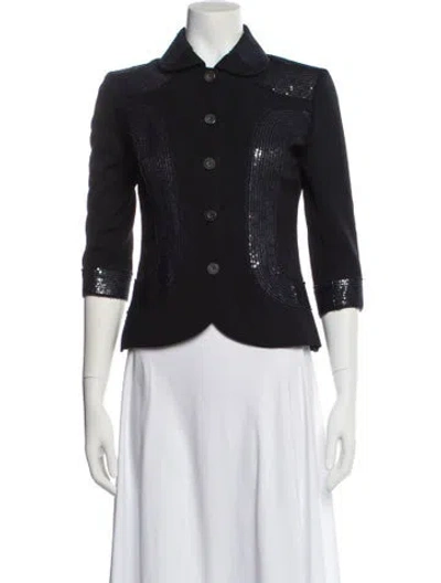 Pre-owned Carolina Herrera Virgin Wool Denim Jacket In Black