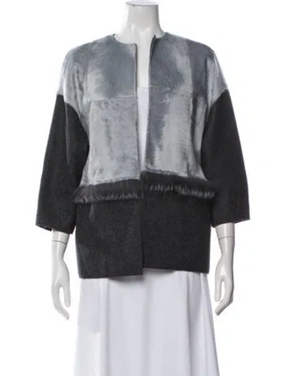 Pre-owned Carolina Herrera Virgin Wool Evening Jacket In Gray