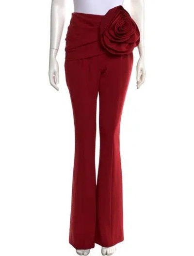 Pre-owned Carolina Herrera Virgin Wool Flared Pants In Red