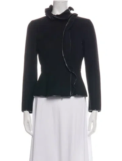 Pre-owned Carolina Herrera Virgin Wool Jacket In Black