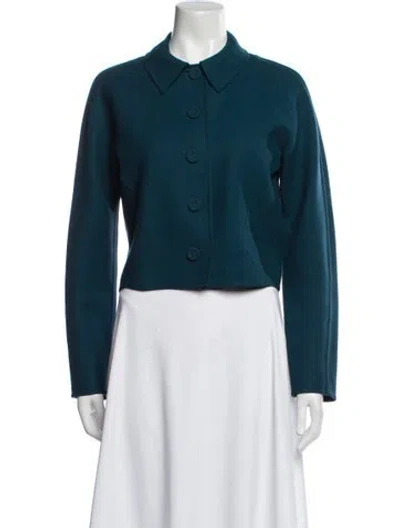 Pre-owned Carolina Herrera Virgin Wool Jacket In Blue