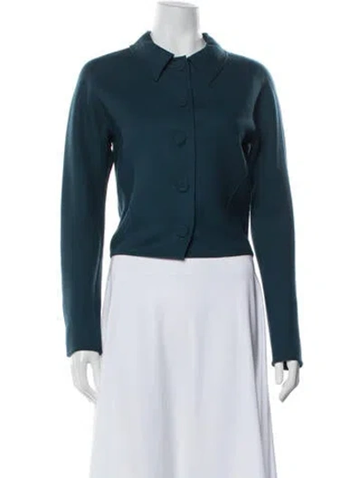 Pre-owned Carolina Herrera Virgin Wool Jacket In Blue