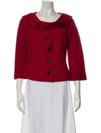 Pre-owned Carolina Herrera Virgin Wool Jacket In Red