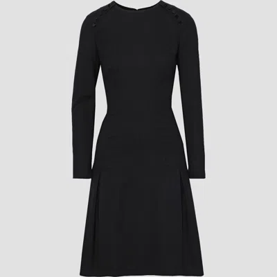 Pre-owned Carolina Herrera Virgin Wool Knee Length Dress 10 In Black