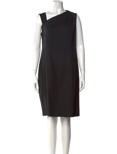 Pre-owned Carolina Herrera Virgin Wool Knee-length Dress In Black
