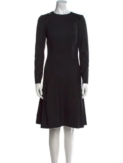 Pre-owned Carolina Herrera Virgin Wool Knee-length Dress In Black