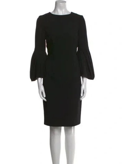 Pre-owned Carolina Herrera Virgin Wool Knee-length Dress In Black
