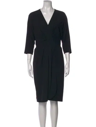 Pre-owned Carolina Herrera Virgin Wool Knee-length Dress In Black