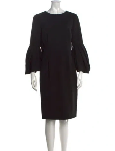 Pre-owned Carolina Herrera Virgin Wool Knee-length Dress In Black