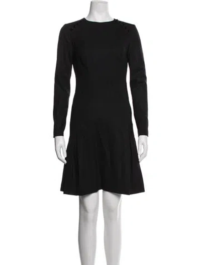 Pre-owned Carolina Herrera Virgin Wool Knee-length Dress In Black
